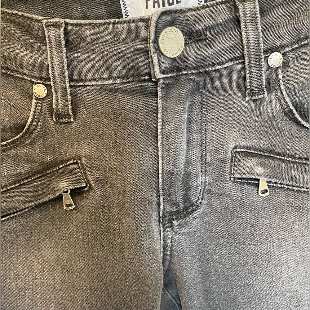 Paige Denim Jeans Moscow No Whiskers Moto Black Fade Skinny low-rise size 27 - Picture 5 of 14